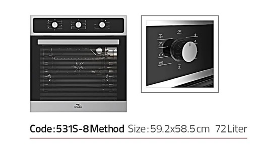 فر توکار تمام برق استیل,حجم 72 لیتر,قابلیت عملکرد 8 برنامه ایگل کد 531S